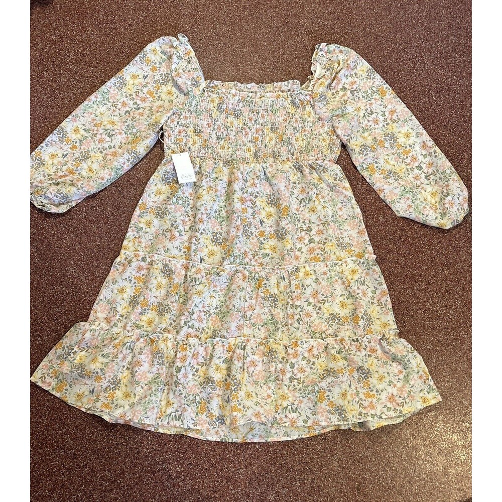 Winslow Dress  Bohemian Pink Peach Cottage Floral Ruched 3x On Or Off Shoulder